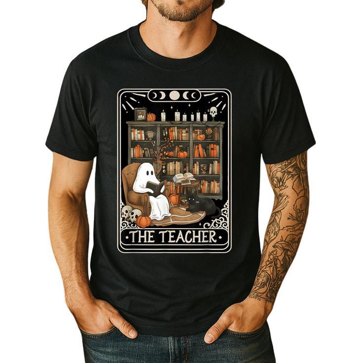 The Teacher Ghost Book Reading Books Lover Halloween Men's Casual T-Shirt