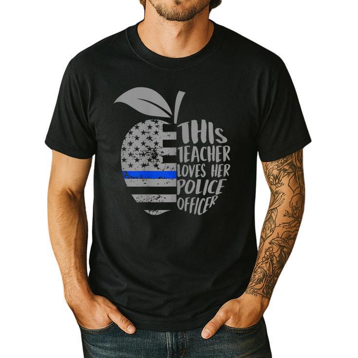 This Teacher Loves Her Police Officer Wife Saying Men's Casual T-Shirt