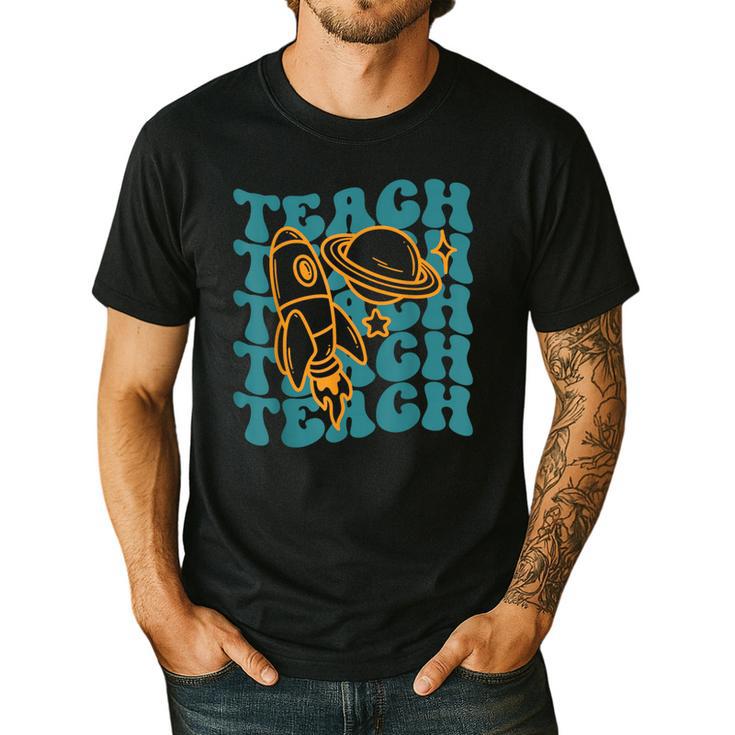 Teacher Outer Space Science Astronomy Planet Saturn Teach Men's Casual T-Shirt