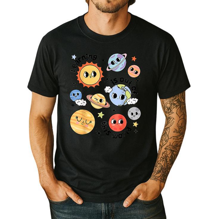 Teacher Space Science Learning Is Out Of World Solar System Men's Casual T-Shirt Teacher Space Science Learning Is Out Of World Solar System Men's Casual T-Shirt