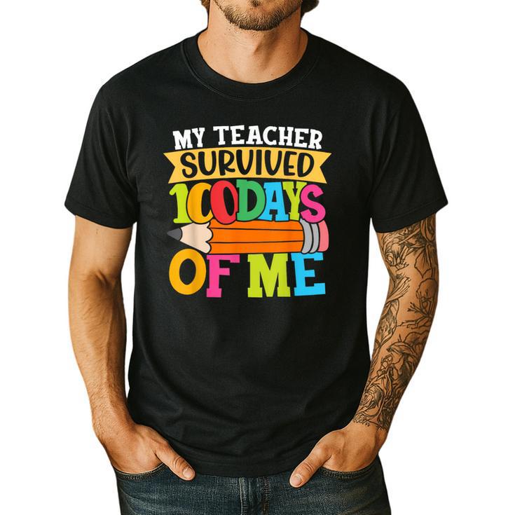 My Teacher Survived 100 Days Of Me 100th Day Of School Kids Men's Casual T-Shirt
