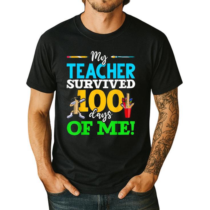 My Teacher Survived 100 Days Of Me Dab 100 Days Of School For Men Women Kids Men's Casual T-Shirt