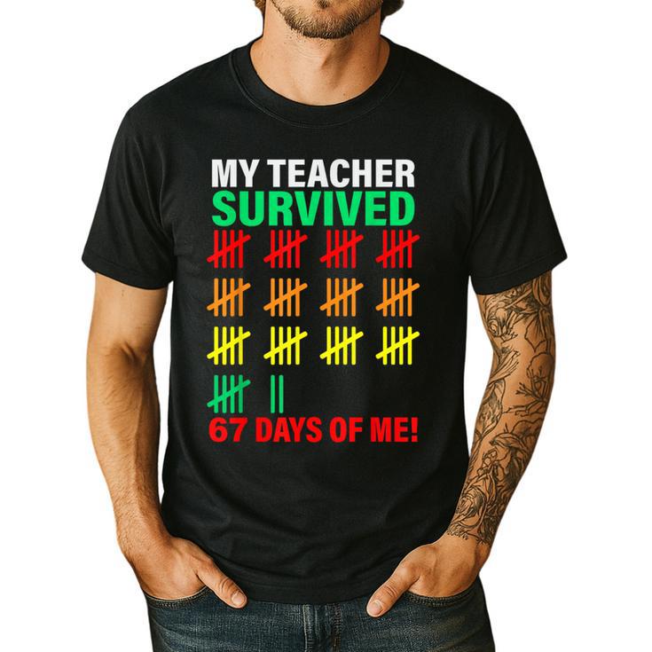 My Teacher Survived 67 Days Of Me School Kids Costume Men's Casual T-Shirt