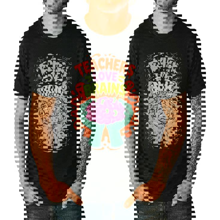 Teacher Teachers Love Brains Halloween Men Women Men&#x27;s Casual T-Shirt