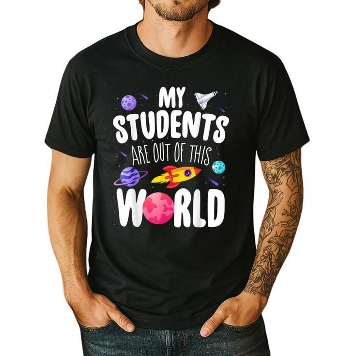 Teacher Tee My Students Are Out Of This World Space Men's Casual T-Shirt