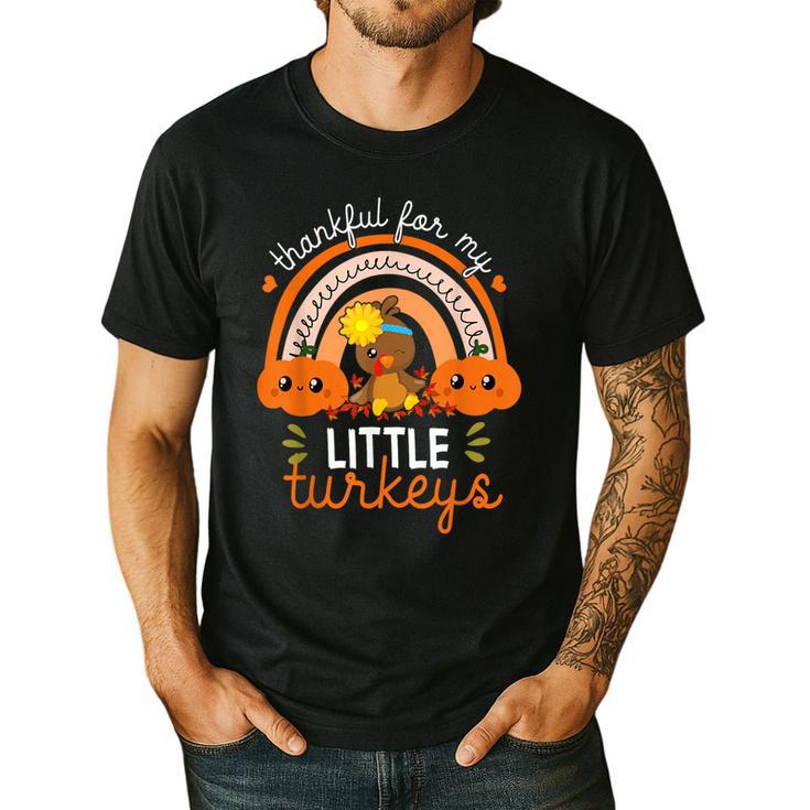 Teacher Thanksgiving Shirt Thankful For My Little Turkeys Men's Casual T-Shirt