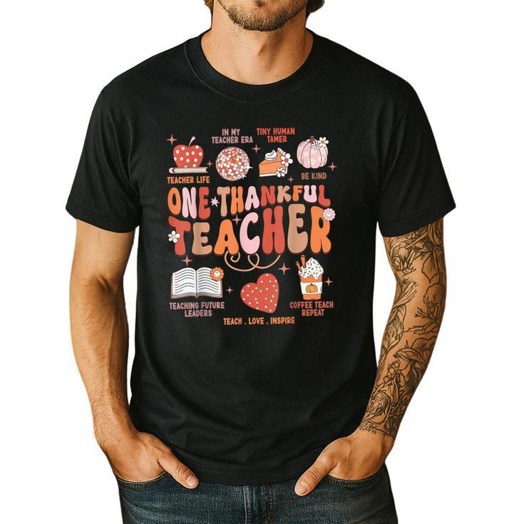 Teacher Thanksgiving Shirt Women One Thankful Teacher Fall Men's Casual T-Shirt