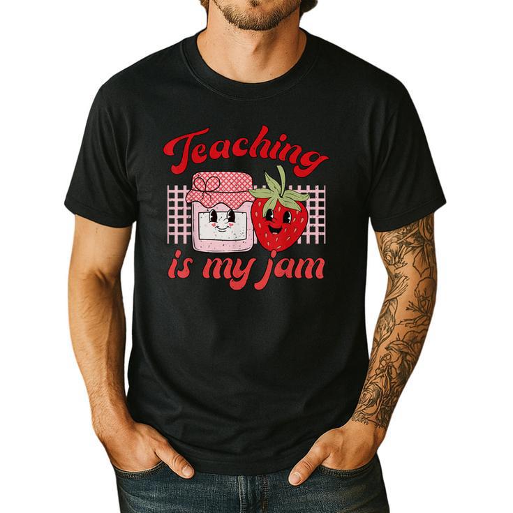 Teaching Is My Jam Cute Strawberry For Women Teachers Men's Casual T-Shirt