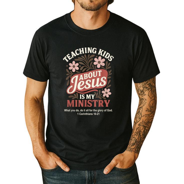 Teaching Kids About Jesus Is My Ministry Christian Teacher Men's Casual T-Shirt
