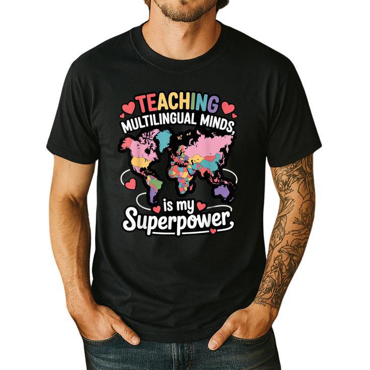 Teaching Multilingual Minds Learners English ESL Teacher Men's Casual T-Shirt