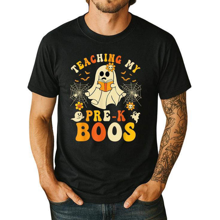 Teaching My Pre-K Boos Crew Teachers Halloween Ghost Men's Casual T-Shirt
