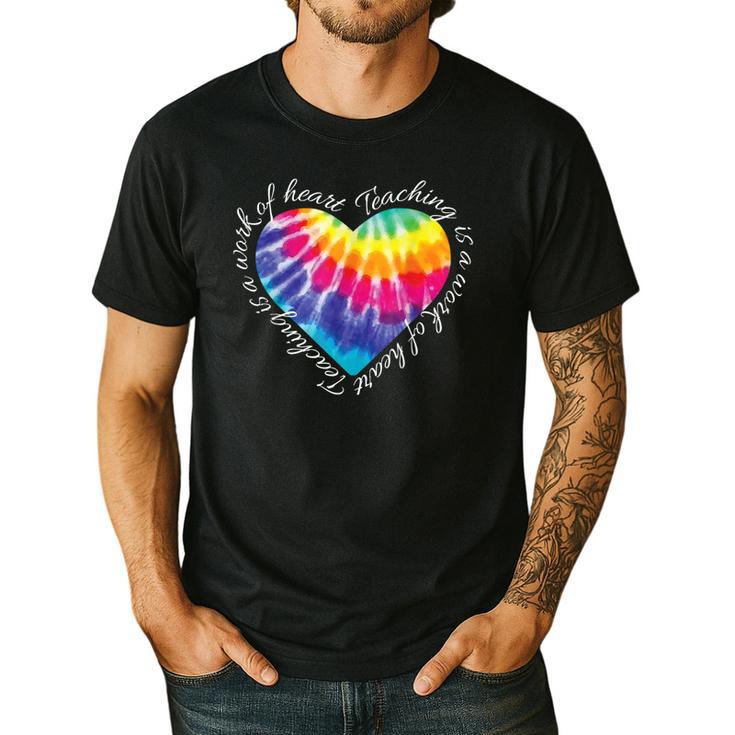 Teaching Is a Work Of Heart Tie Dye Hippie For Teacher For Men Women Girls Kids Men's Casual T-Shirt