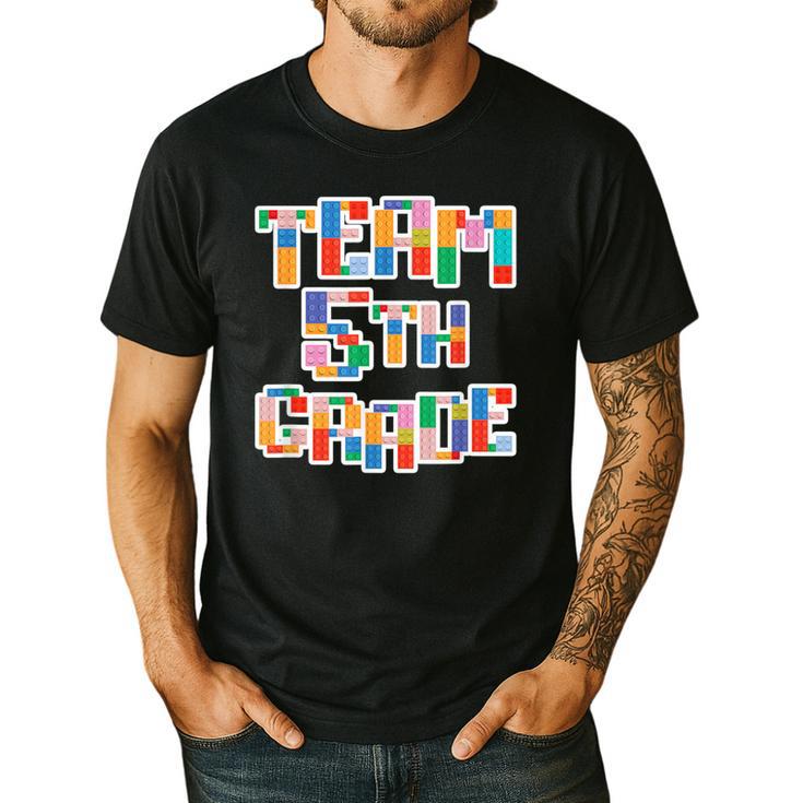 Team 5th Grade Building Blocks Bricks Theme Teacher Team For Men Women Kids Men's Casual T-Shirt