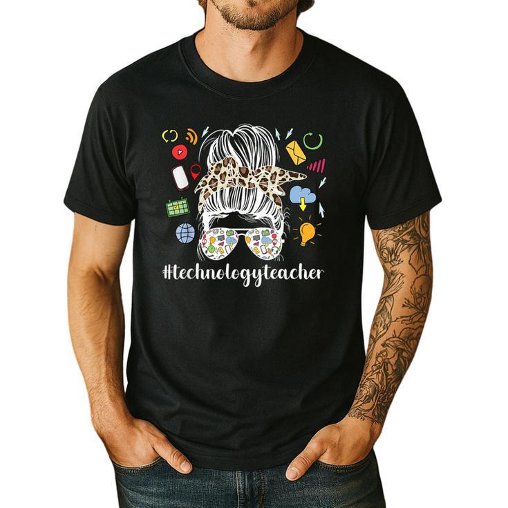 Technology Teacher Messy Bun Technology Teaching Men's Casual T-Shirt