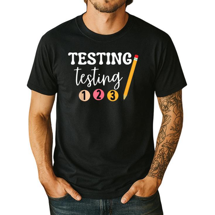 Testing Testing 123 Cute Math Teacher Student Test Day Men Women Girls Kids Men's Casual T-Shirt