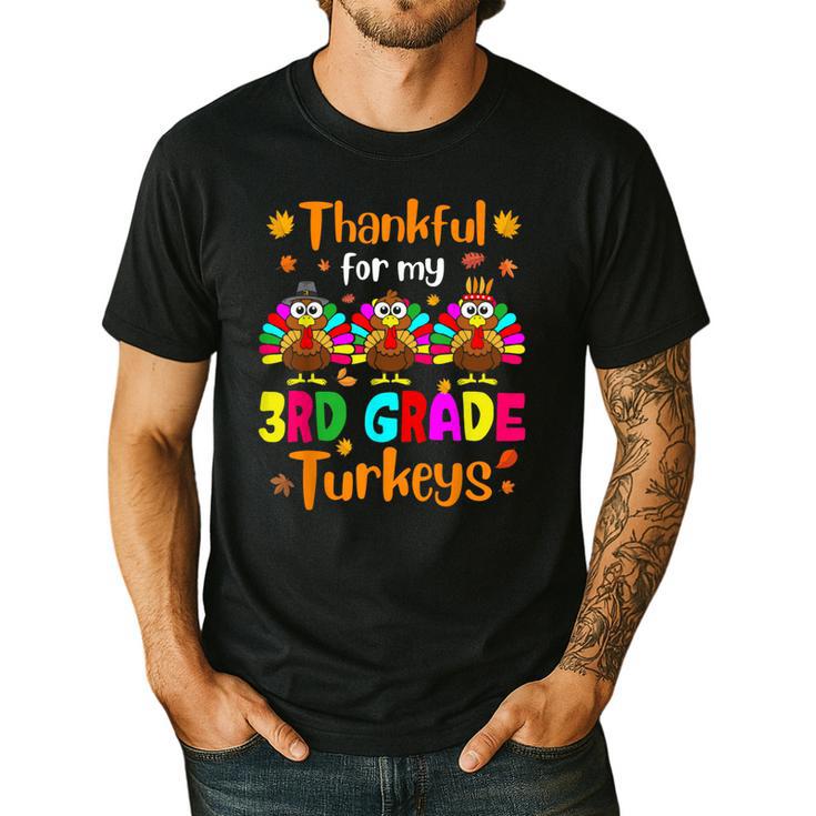 Thankful For My 3rd Grade Turkeys Thanksgiving Teacher Kids Men's Casual T-Shirt