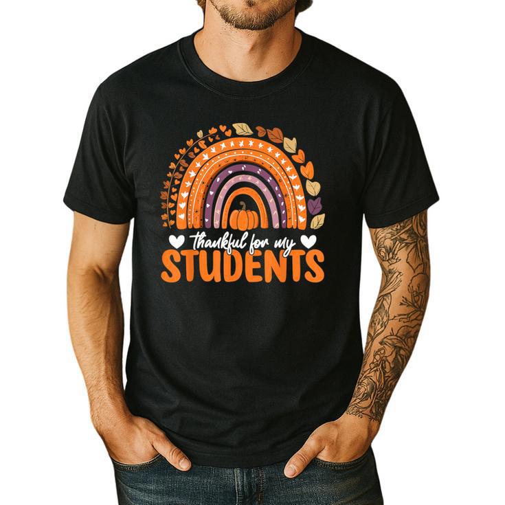 Thankful For My Students Teacher Thanksgiving School Fall Men's Casual T-Shirt