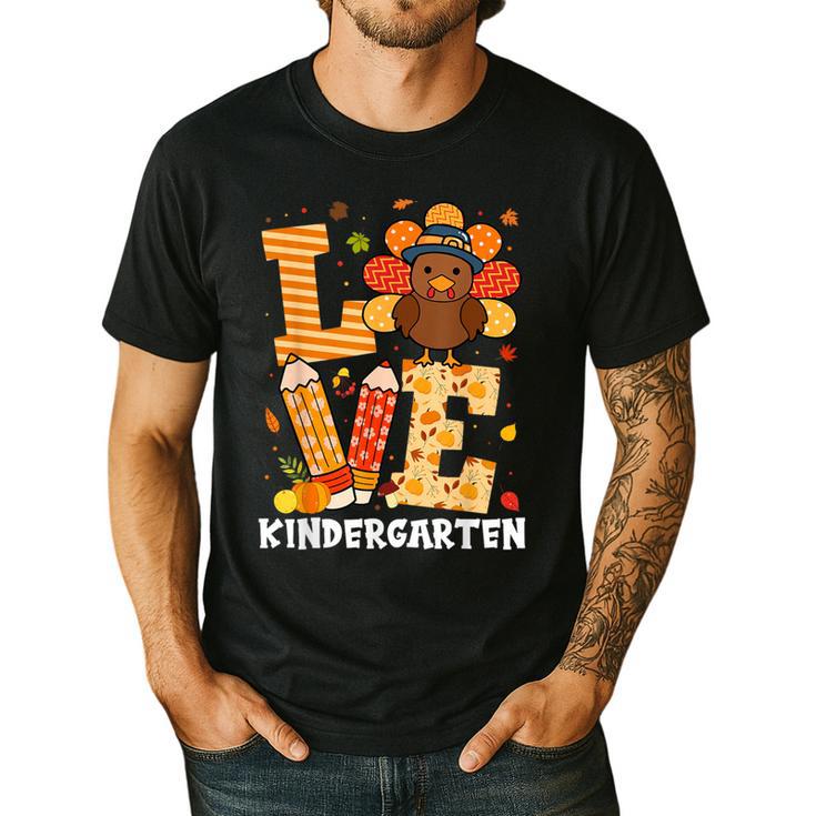 Thanksgiving Love Kindergarten Teacher Turkey Autumn Fall Men's Casual T-Shirt