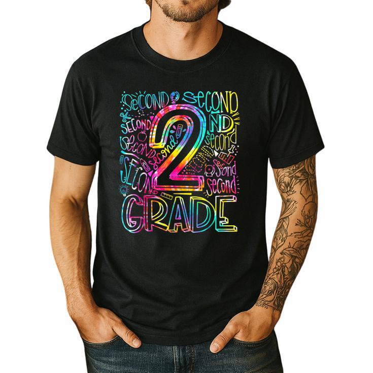 Tie Dye 2nd Grade Typography Team Second Grade Teacher Men's Casual T-Shirt