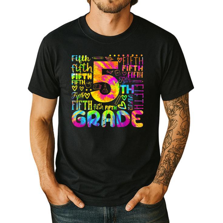 Tie Dye 5th Grade Typography Team Fifth Grade Teacher For Men Women Girls Kids Men's Casual T-Shirt