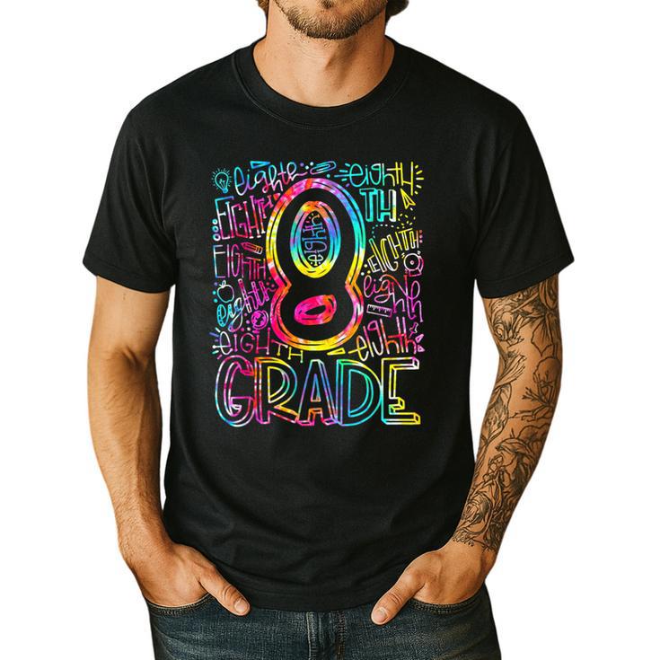 Tie Dye 8th Grade Typography Team Eighth Grade Teacher Men's Casual T-Shirt