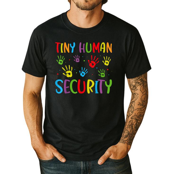 Tiny Human Security Preschool Childcare Teacher Babysitters Men's Casual T-Shirt