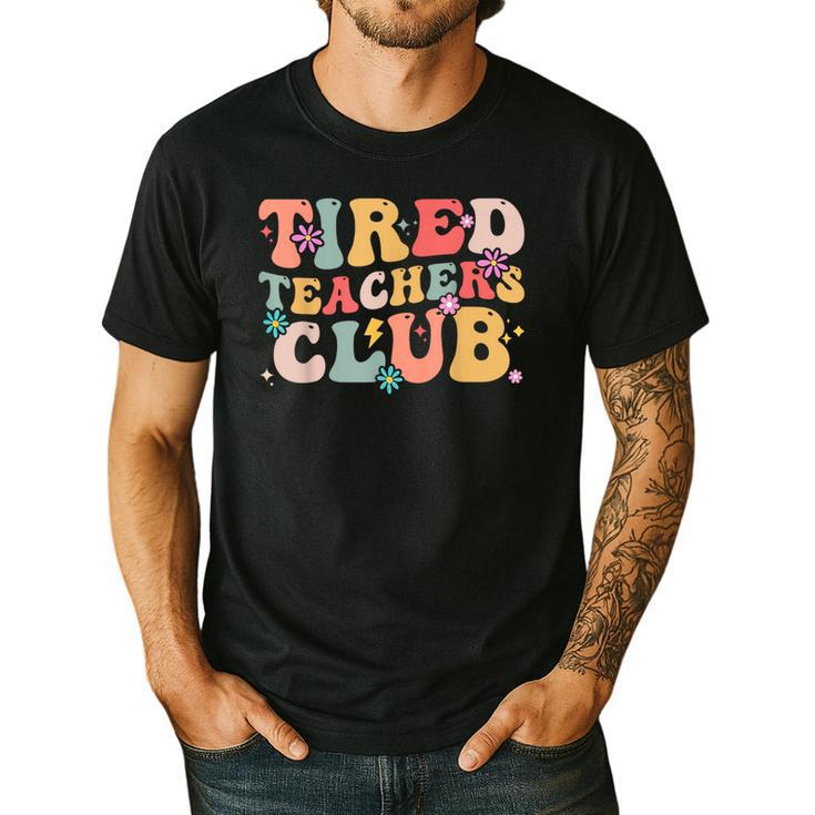 Tired Teachers Club Groovy Teachers Back To School Tee Men's Casual T-Shirt