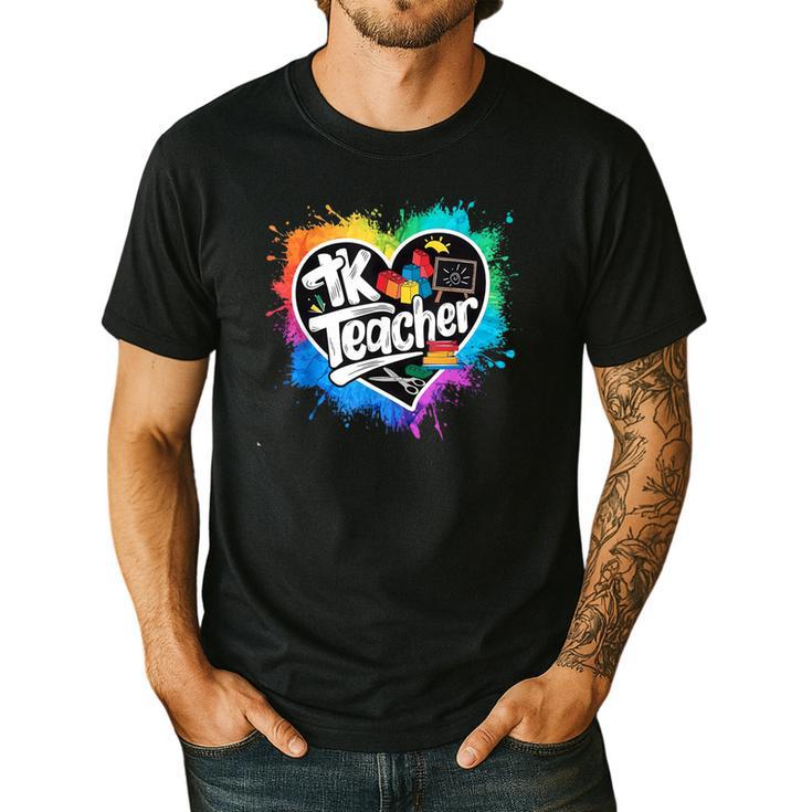 TK Teacher Transitional Kindergarten Heart Back To School Men's Casual T-Shirt