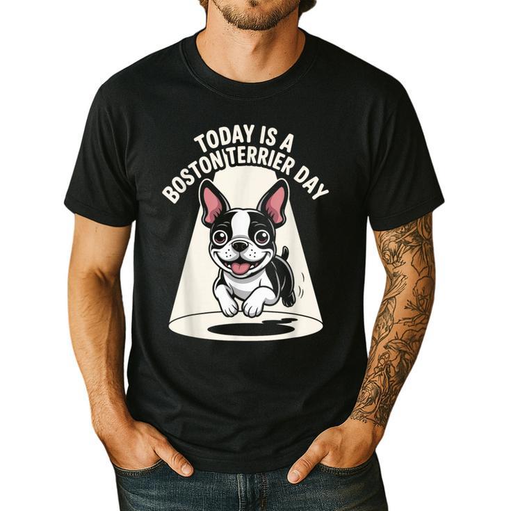 Today Is A Boston Terrier Day Cute Dog Lover Cartoon Men's Casual T-Shirt