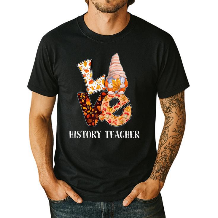 History Teacher Love Autumn Fall Gnome For Teachers For Men Women Men's Casual T-Shirt