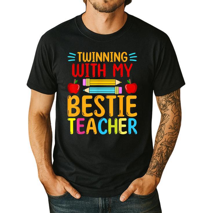 Twinning With My Bestie Teacher Boy Spirit Week Twin Day Men's Casual T-Shirt