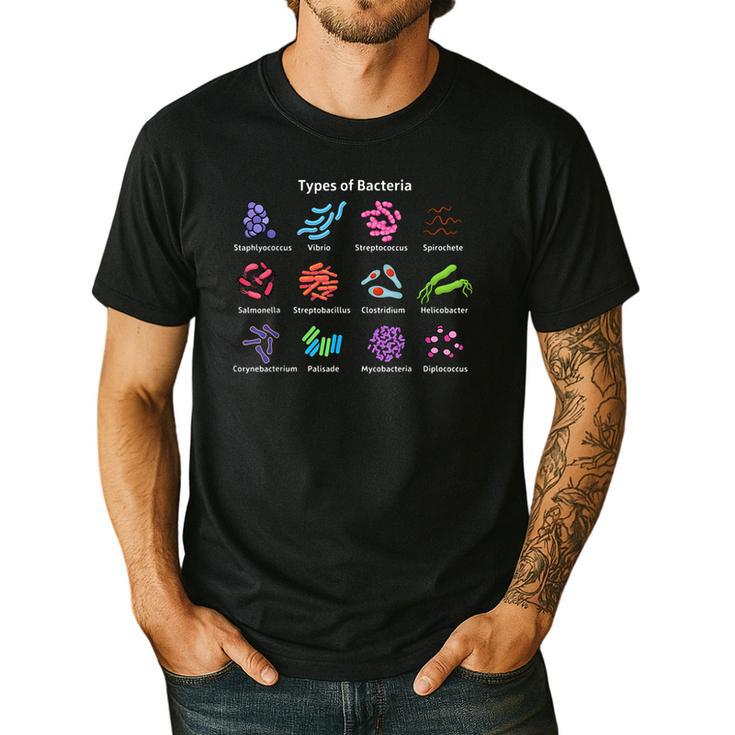 Types Of Bacteria Microbiologist Biology Science Teacher Men's Casual T-Shirt