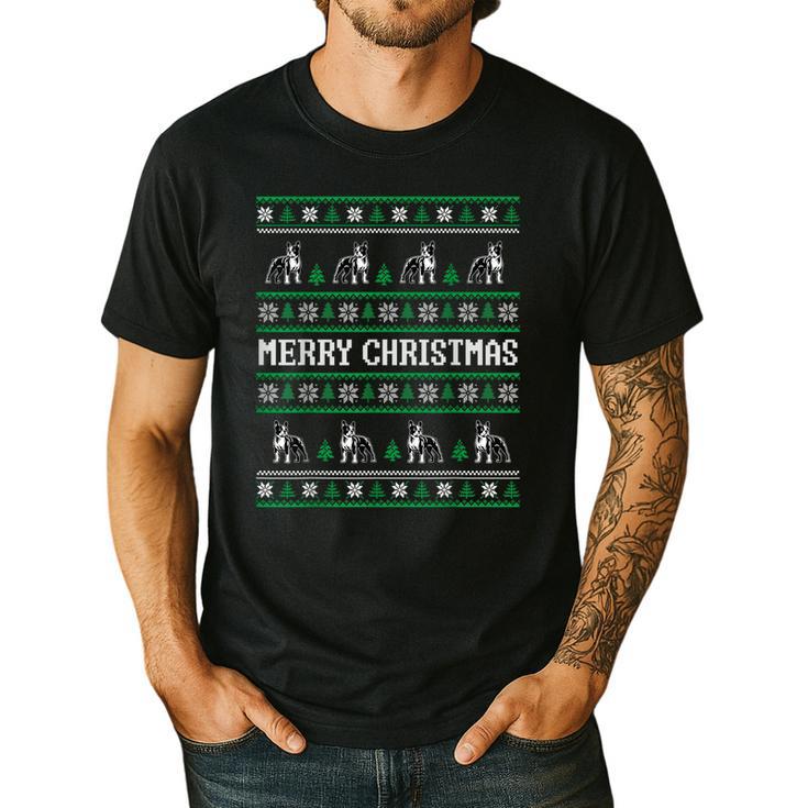 Ugly Sweater Boston Terrier Dog Christmas Dog Lover Xmas Men Women Kids Men's Casual T-Shirt