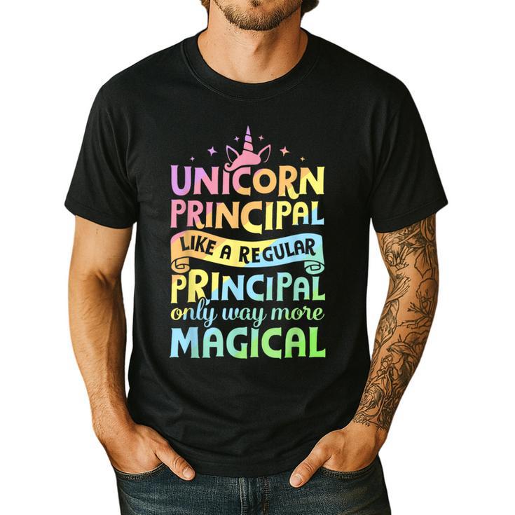 Unicorn Principal Back To School Teacher Appreciation Men's Casual T-Shirt