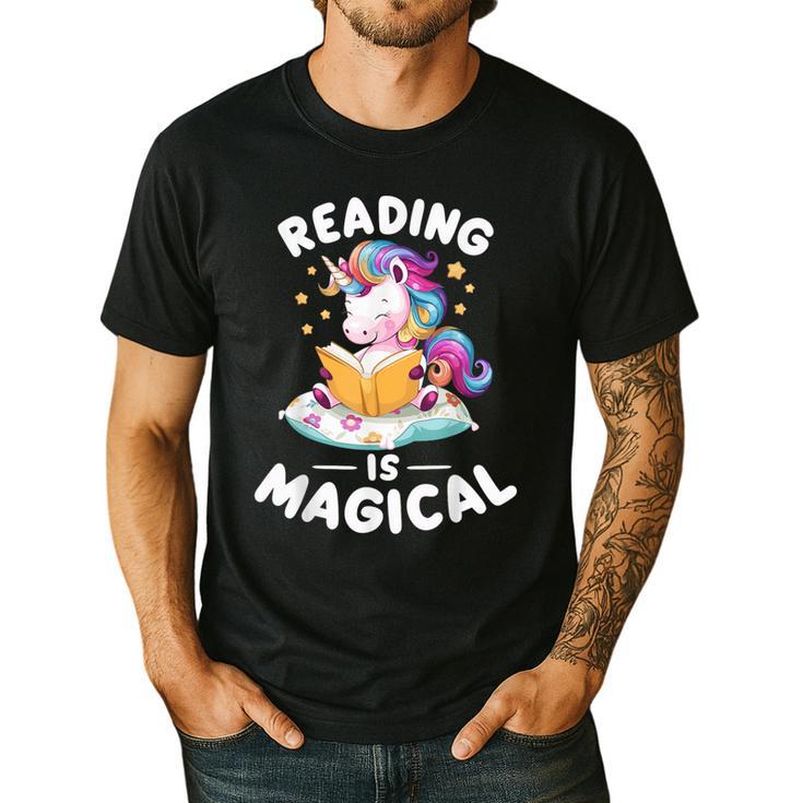 Unicorn Teacher Reading Is Magical Book Men's Casual T-Shirt