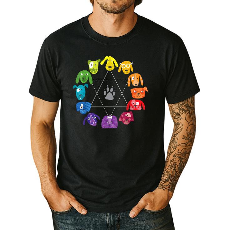 Unique For Artists By ADS Color Wheel Educational Art Teacher Dog Themed Artist Small Men's Casual T-Shirt