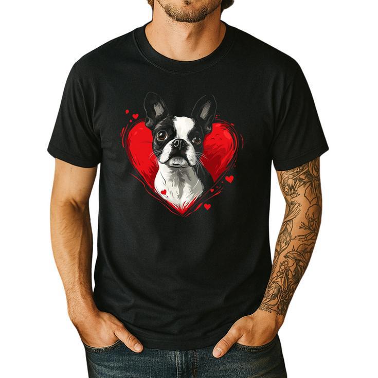 Valentine's Day Boston Terrier Dog Men's Casual T-Shirt
