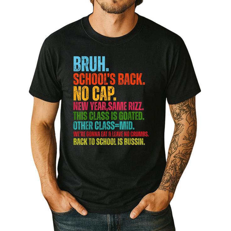 Vintage Bruh We Back No Cap Bruh We'Re Back Student Teacher Men's Casual T-Shirt