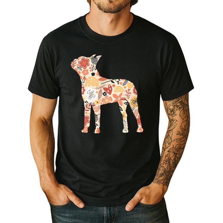 Vintage Floral Boston Terrier For Dog Lover Men's Casual T-Shirt