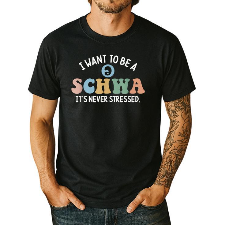 I Want To Be A Schwa It's Never Stressed Reading Teacher Kid Men's Casual T-Shirt