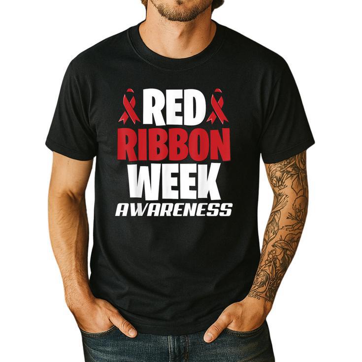 We Wear Red For Red Ribbon Week Awareness Mothers Teachers Men's Casual T-Shirt