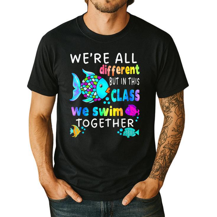 We'Re All Different But We Swim Together Elementary Teacher Men's Casual T-Shirt