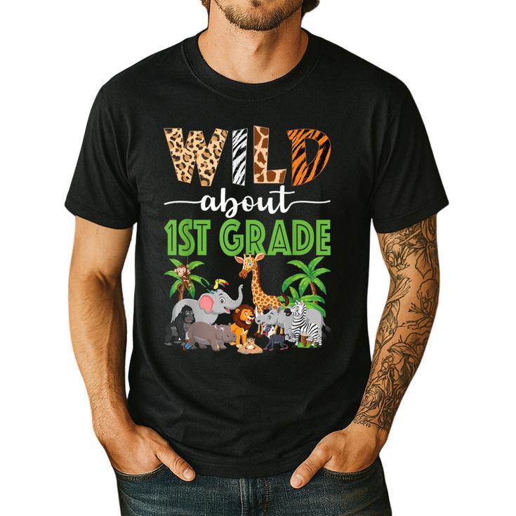Wild About 1st Grade Teacher Student First Grade Zoo Safari Men's Casual T-Shirt