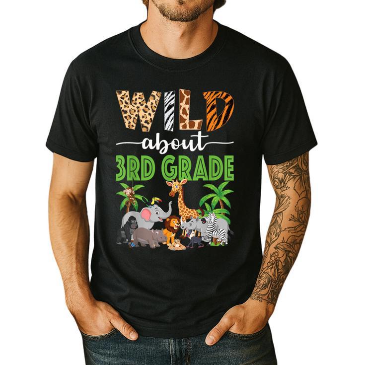 Wild About 3rd Grade Teacher Student Third Grade Zoo Safari Men's Casual T-Shirt