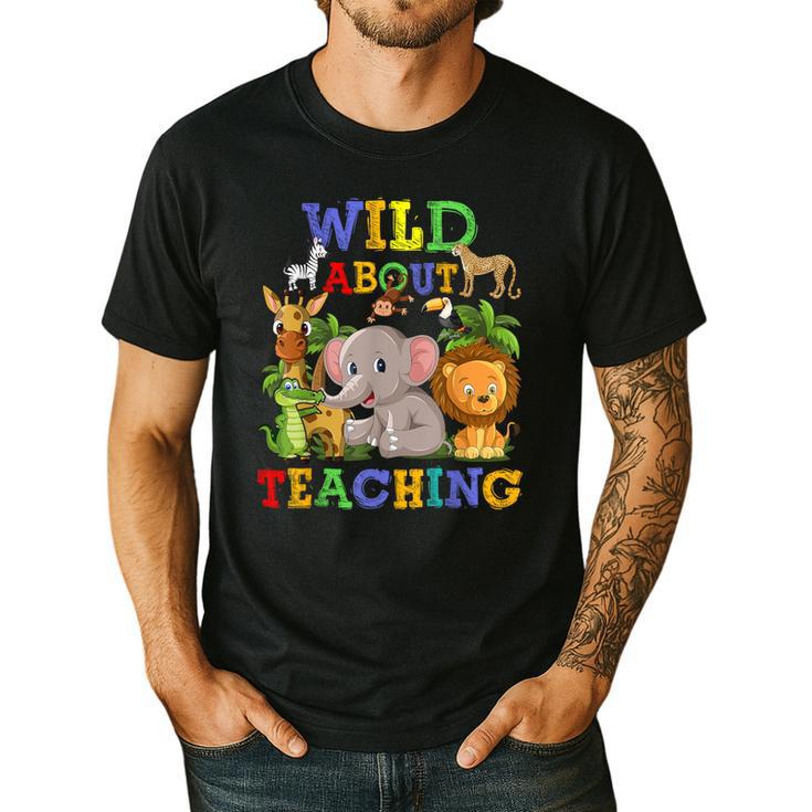Wild About Teaching Safari Jungle School Teacher Men's Casual T-Shirt
