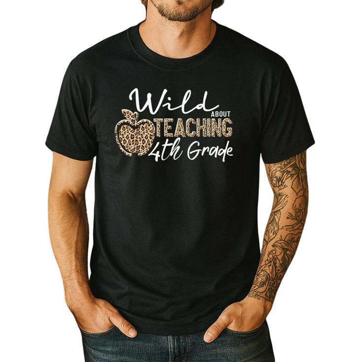 Wild About Teaching School Crew 4th Grade Teacher Squad Men's Casual T-Shirt
