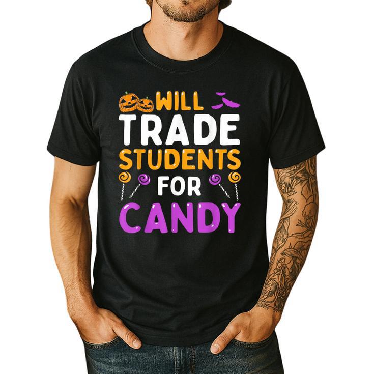 Will Trade Students For Candy Cute Halloween Costume Teacher For Men Women Kids Men's Casual T-Shirt