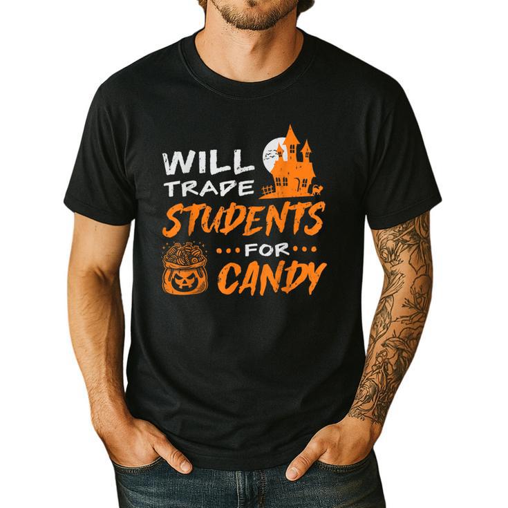 Will Trade Students For Candy Halloween Costume Teacher Men's Casual T-Shirt