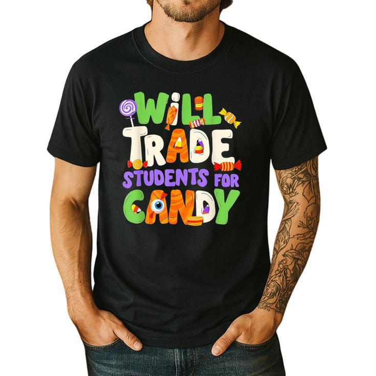 Will Trade Students For Candy Teacher Cute Halloween Costume Men's Casual T-Shirt