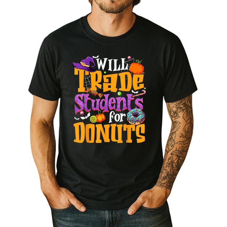 Will Trade Students For Donuts Halloween Teacher Men's Casual T-Shirt